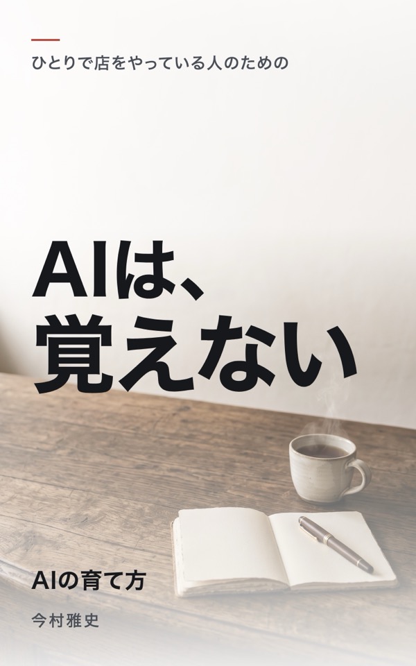 書籍『AIは、覚えない ── ひとりで店をやっている人のためのAIの育て方』の表紙